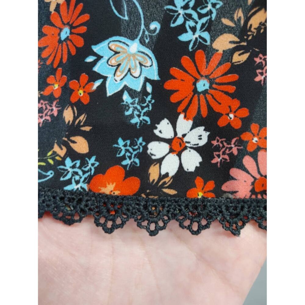 Bella du Jour Sleeveless Floral Tank Top Lace Detail Multicolor Medium - Picture 3 of 6